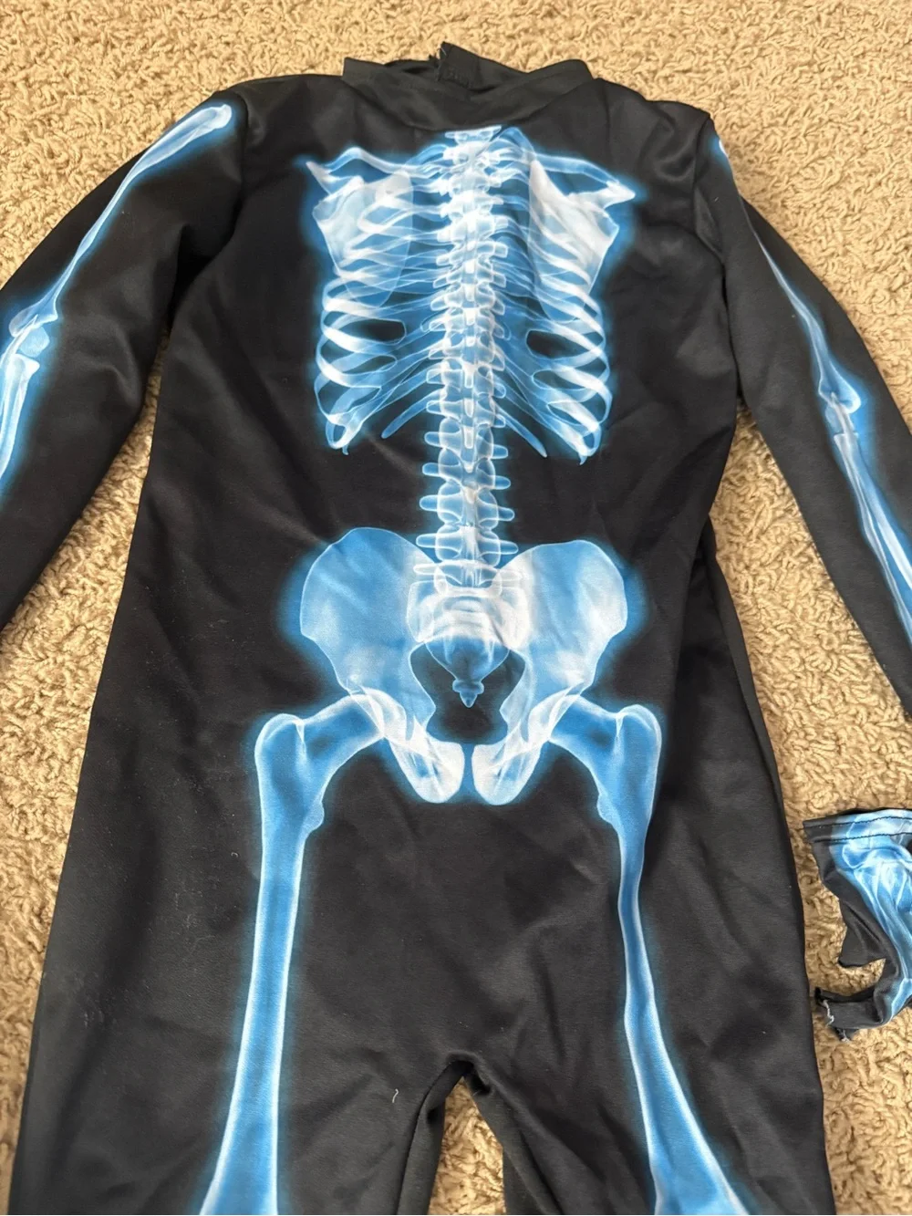 Blue X-Ray Skeleton Kids Costume with Mask/gloves